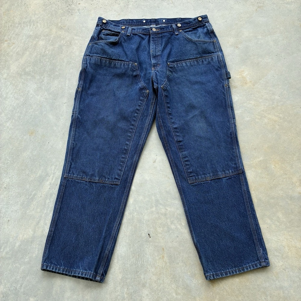 Vintage Key Double Knee Logger Jeans Men's Size 42x32 Carpenter Pants Blue